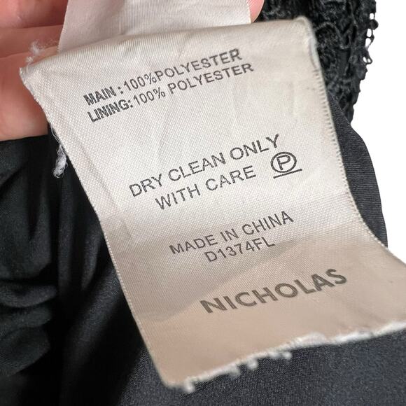 Nicholas Black Mosaic Lace Ball Sleeveless V-Neck Midi Dress Size 8 - Picture 11 of 15